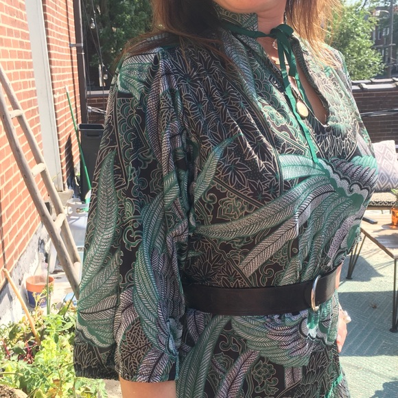 Vtg 60-70s Gunne Sax Japanese Motif FEATHER 420 Leaf Keyhole Custom Stylist’s - Picture 3 of 15